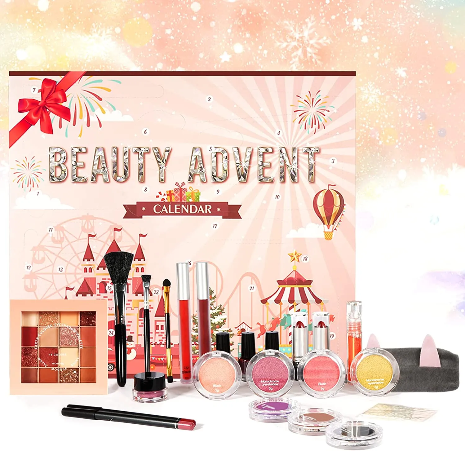 Calendario dell'Avvento Beauty 2022 Calendario Avvento Makeup - Calendario Conto alla Rovescia Natale Set da 24 Prodotti per Occ