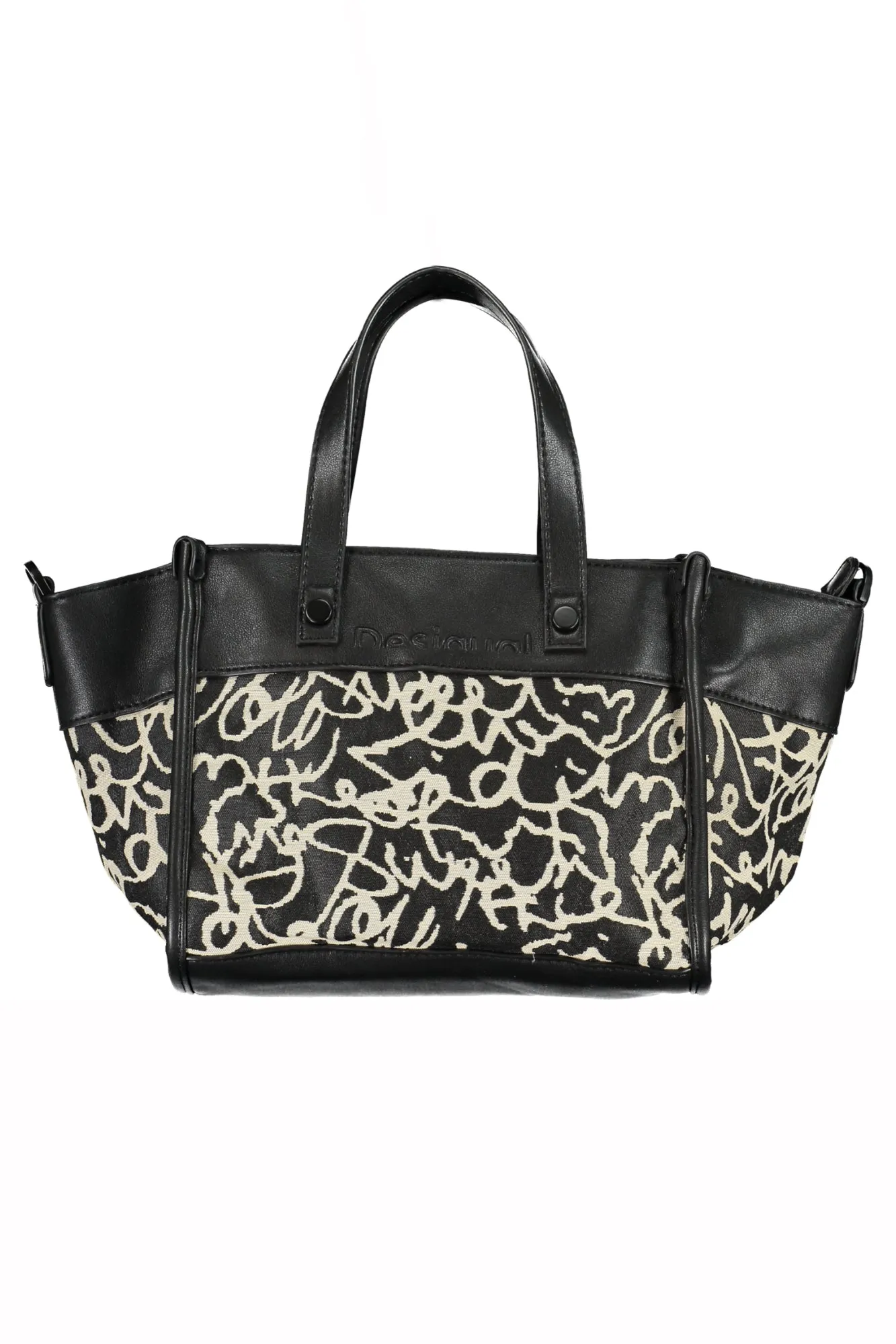 Desigual borsa  nero tela testo  