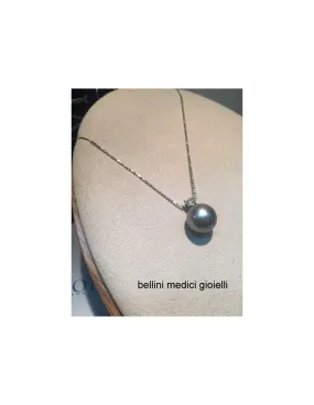 Girocollo MIKIMOTO con perla grigia e diamante a cuore