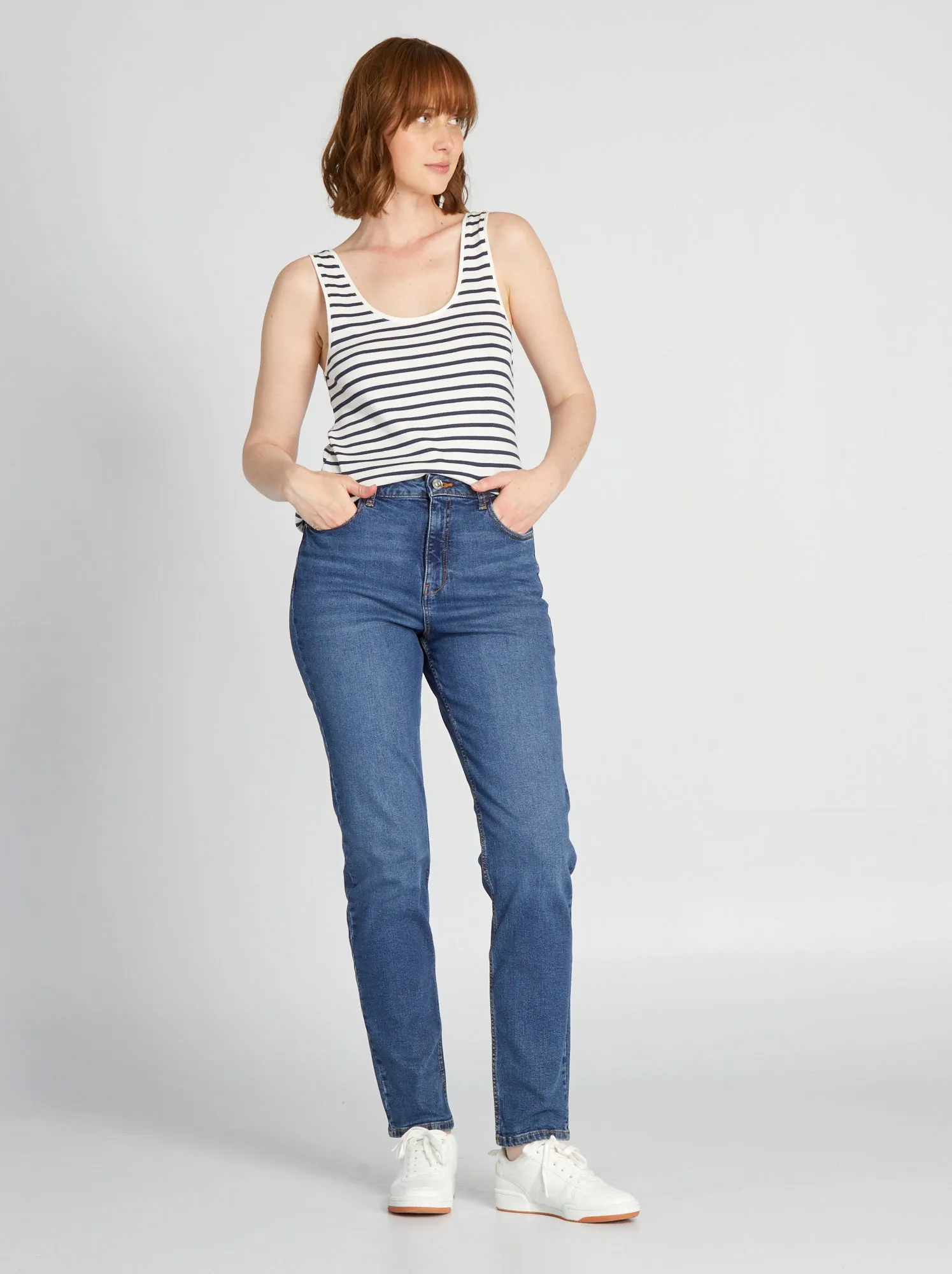 Jeans regular vita alta - 34L - BLU