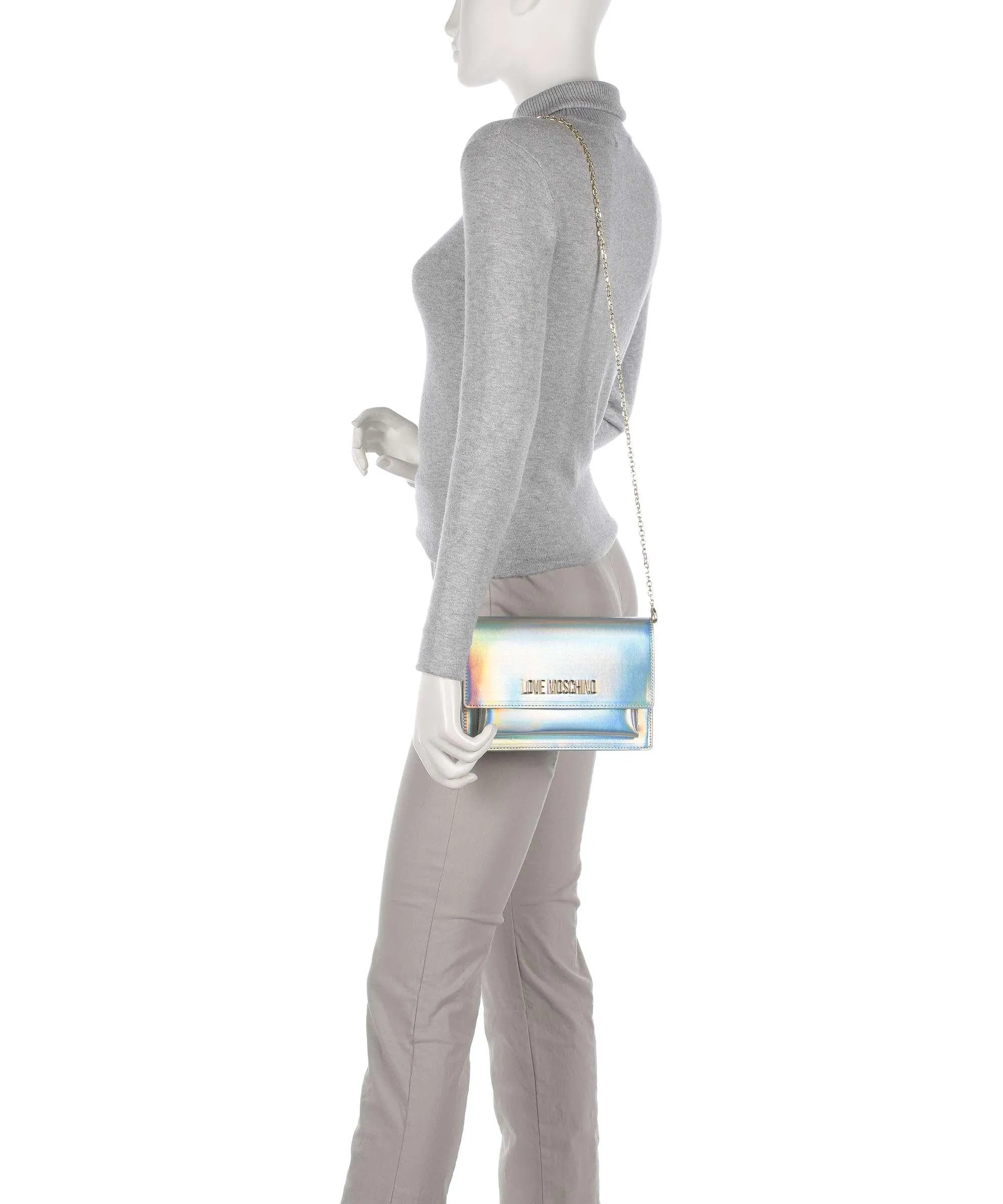  Love Moschino Smart Daily Borsa a tracolla pelle sintetica argento  