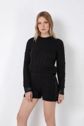 MAGLIONE TRECCE  APPLICAZIONE  PAILLETTES