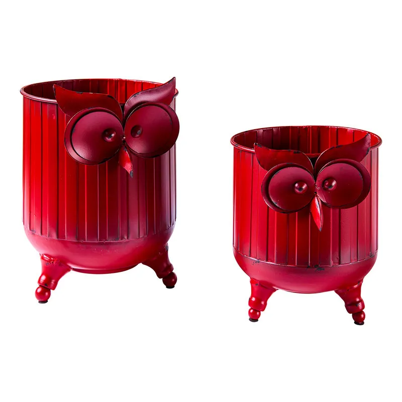 Novità Home contenitori set 1/2 volto civetta rossi,