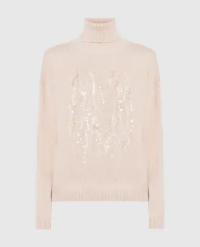 Peserico Maglia beige in lana, cashmere e seta con ricami S99834F07R9G018