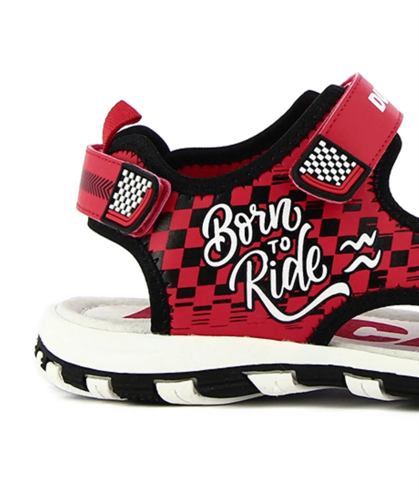 Sandali rossi da ragazzo con velcro e logo