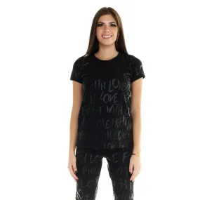 T-shirt Leone donna con maniche corte con stampa allover Blackout