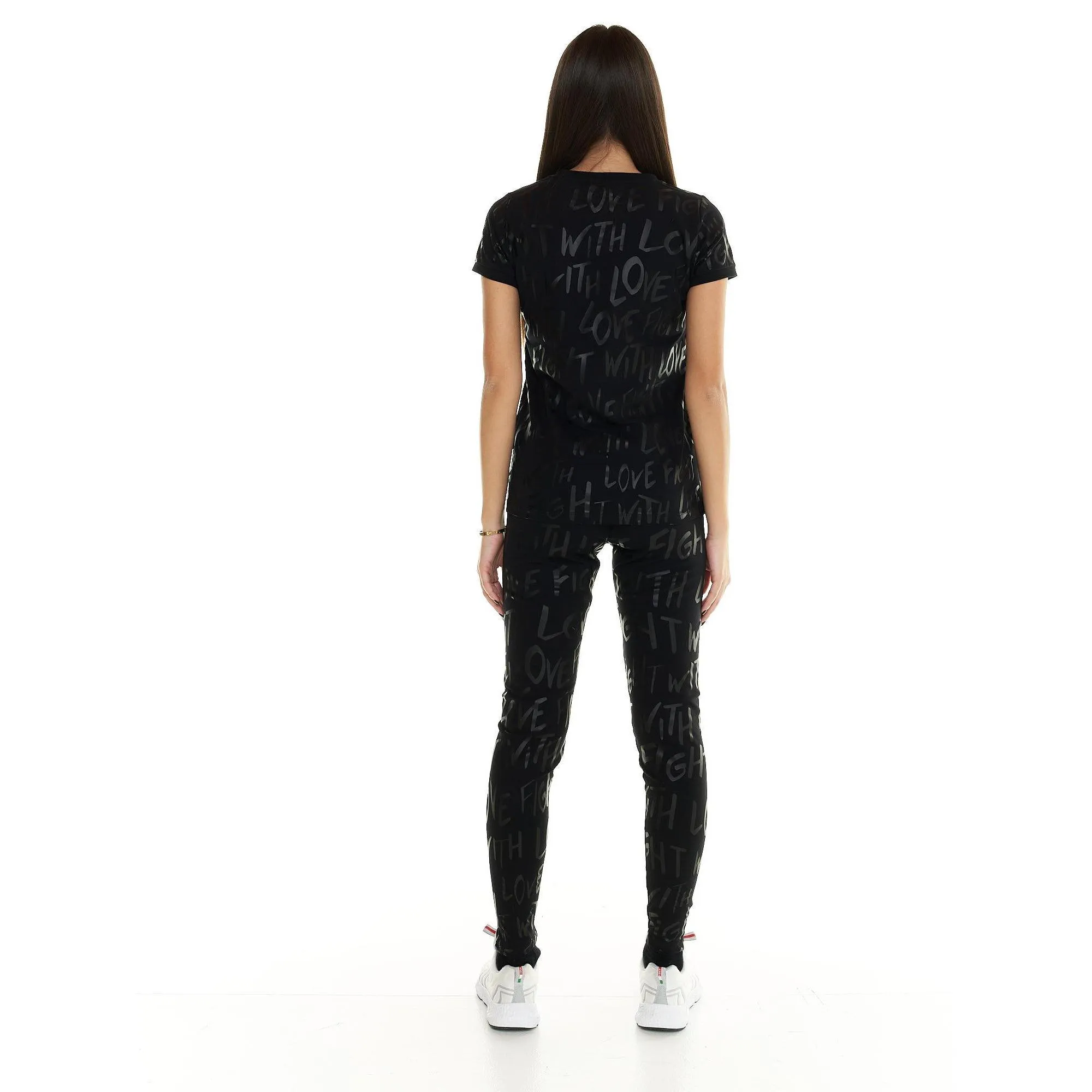 T-shirt Leone donna con maniche corte con stampa allover Blackout